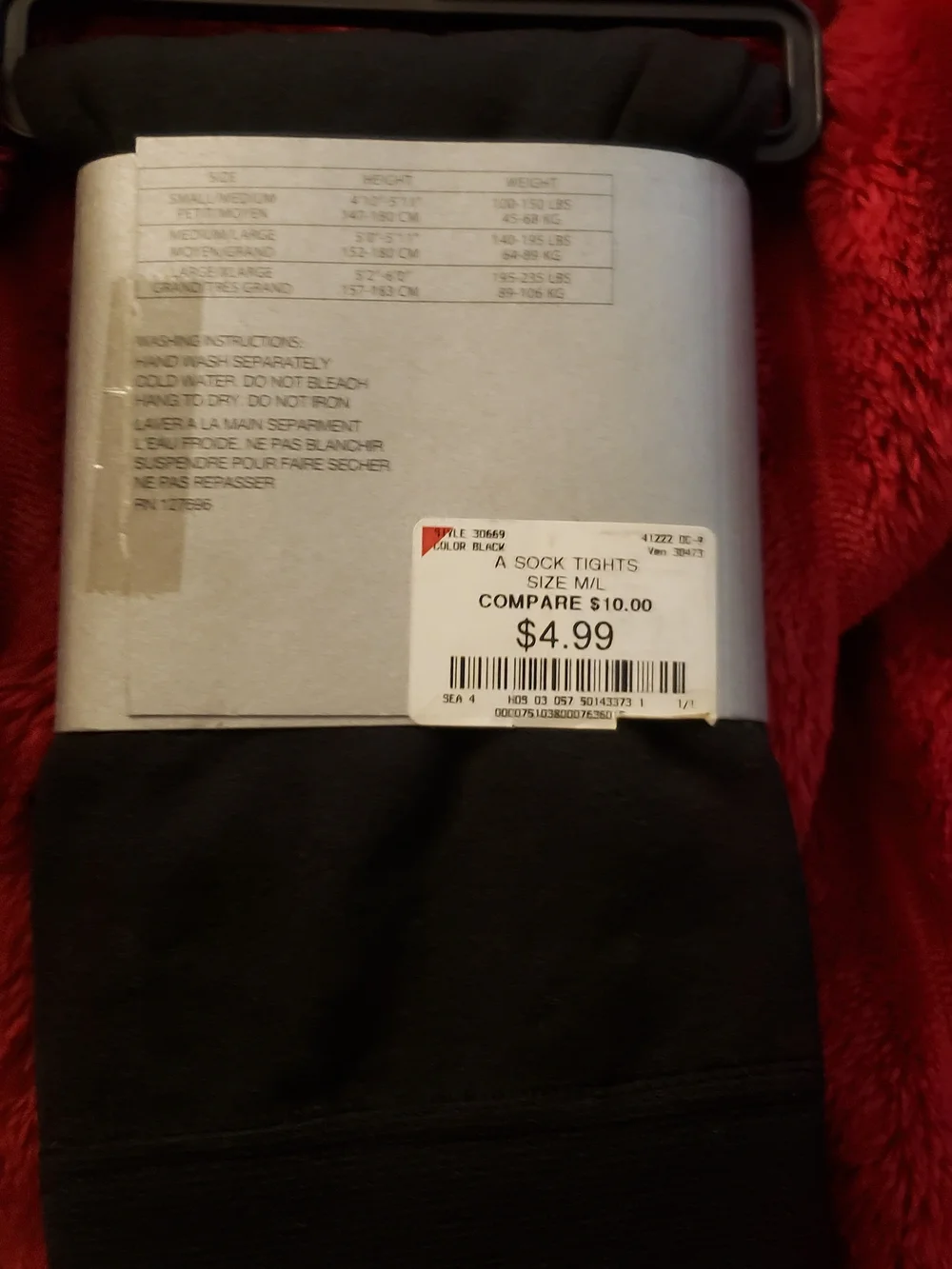 Ellen Tracy Black Fleece-Lined Tights